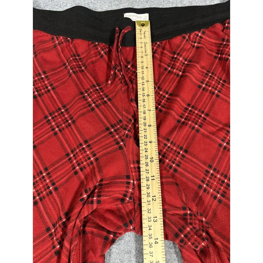 Maurices‎ Sleep Pajama Joggers 1X Red Plaid Ribbed Knit Drawstring Waist